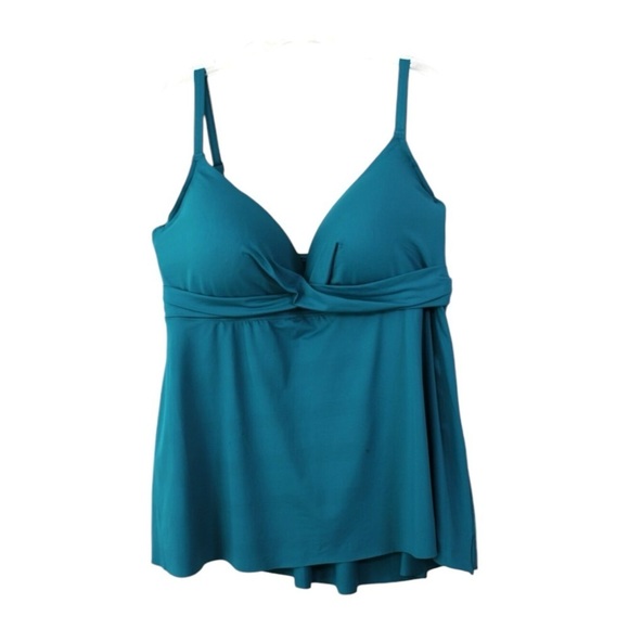 Contours by Coco Reef Diamond Underwire Wrap Tankini Top - Teal Cove NWT - Picture 2 of 5
